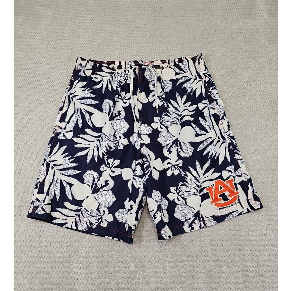 Auburn Tigers Swim Trunks Mens XL Blue Hawaiian Print